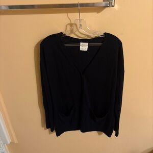 Not Monday Linen Silk Blend Navy Cardigan